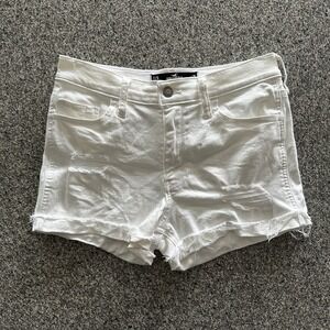 Hollister High Rise Jean Shorts White Women's Size 7 /28‎ White Soft Stretch
